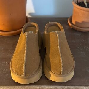 Tan Suede Slip-On Clogs